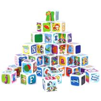 Blocos de construção PLAY ABC para crianças de 1 a 3 anos, 28 peças de plástico