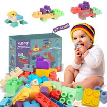 Blocos de construção ROHSCE Baby Soft Rubber 46 unidades de 6 meses ou mais Blocos de construção ROHSCE Baby Soft Rubber 46 unidades de 6 meses ou mais