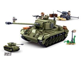 Blocos de construção Sluban M38-B0860 WWII M261 Pershing Tank 2 em 1