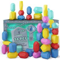 Blocos de empilhamento de madeira EVERSMART Montessori Toys 1-6 anos Blocos de empilhamento de madeira EVERSMART Montessori Toys 1-6 anos