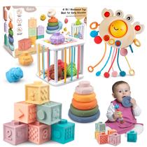 Blocos de empilhamento Montessori Toy Plunack 4 em 1 para bebês de 6 a 12 meses