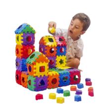 Blocos de Encaixe 100 Peças Educativo Infantil Geométrico