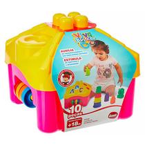 Blocos de Encaixe Casinha de Atividades 10 pçs Rosa MK211 - Dismat