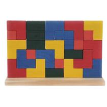 Blocos De Encaixe Vertical Em Madeira Didático 25 Peças Coloridas