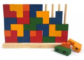 Blocos De Encaixe Vertical Em Madeira Tipo Tetris - Fundamental Brinquedos