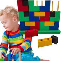 Blocos de Encaixe Vertical Tetris em MDF Brinquedo Educativo