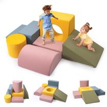 Blocos de Espuma para Escalada Rinnebbit Conjunto de Brincar Macio com 6 Peças Blocos de Espuma para Escalada Rinnebbit Conjunto de Brincar Macio com 6 Peças