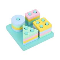 Blocos de Madeira Montessori Coloridos e Chocalhos Musicais Educativos para Bebês