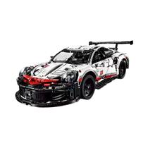 Blocos De Montagem De Carro Esportivo Elétrico Em Escala 1:10 Com Controle Remoto E Luzes, Kit DIY