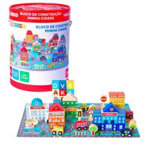 Blocos de Montar 140 Pçs Brinquedo de Construção Infantil Criança Presente Estimula Aprendizado Criatividade Imaginação Cidade Madeira Blocos de Montar 140 Pçs Brinquedo de Construção Infantil Criança Presente Estimula Aprendizado Criatividade Imaginação Cidade Madeira