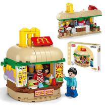 Blocos De Montar 350 Pçs Lanchonete Hamburgueria Abre Bloxi Loja De Lanches Hamburguer Brinquedo