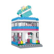 Blocos De Montar 3D Para Crianças Mini Cidade Vista Da Rua Loja De Roupas Modelo De Aquário