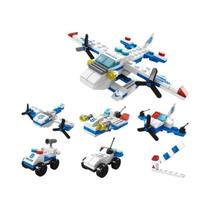 Blocos De Montar 6 Em 1: Mini Carro De Polícia, Caminhão De Bombeiros, Caminhão Carregador, Avião E Blocos De Montar 6 Em 1: Mini Carro De Polícia, Caminhão De Bombeiros, Caminhão Carregador, Avião E