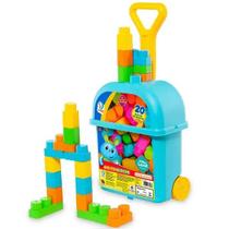 Blocos de Montar Baby Land Carrinho de Puxar 20 Blocos Azul Blocos de Montar Baby Land Carrinho de Puxar 20 Blocos Azul