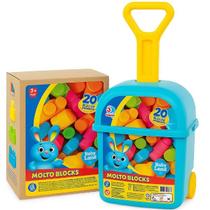 Blocos de Montar BABY LAND Carrinho de Puxar Maletinha Azul 20PÇS Cardoso Blocos de Montar BABY LAND Carrinho de Puxar Maletinha Azul 20PÇS Cardoso