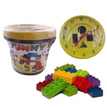 Blocos De Montar Balde Amarelo E Cinza Funny Blocks 36 Pçs - Funny Toys