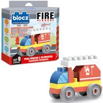 Blocos de montar blocks caminhao bombeiro fire truck com 4 adesivos e 9 pecas