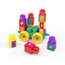 Blocos De Montar Blocolândia 15 Peças E Adesivos MK390 Pre - Roma Brinquedos Criança Menino Menina