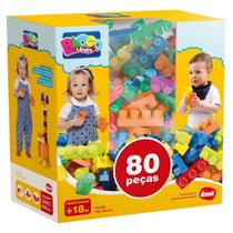 Blocos De Montar Blocolândia 80 Peças Colorido Dismat MK380