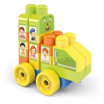 Blocos de Montar - Blocomotiva da Blocolândia Com 21 Peças - Dismat Ref MK395 Blocos de Montar - Blocomotiva da Blocolândia Com 21 Peças - Dismat Ref MK395