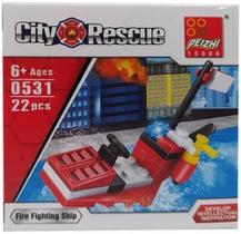 Blocos de montar bombeiro city rescue sortidos na caixa tleg - SPIDER