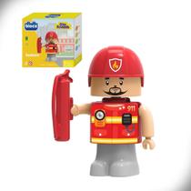 Blocos de Montar Bombeiro Rescue City Friends 7 Peças Blocz