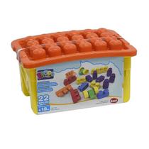 Blocos de montar box block laranja 22pç mk165 - dismat