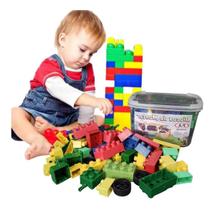 Blocos De Montar Brinquedo Infantil Educativo Pote 65 Peças - P.A Brinquedo