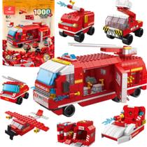 Blocos de Montar Caminhão dos Bombeiros 1000 Peças 6 em 1 - Castela Blocos de Montar Caminhão dos Bombeiros 1000 Peças 6 em 1 - Castela