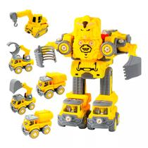Blocos De Montar Caminhão Trator Engenharia Construção Brastoy Robô Transformáveis com Carrinhos Coleção 5 Em1