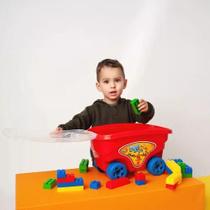 Blocos De Montar Carrinho Puxar 48 Peças Brinquedo