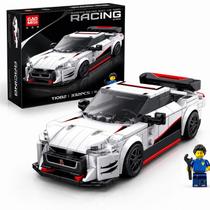 Blocos de Montar Carro de Corrida Hipercarro 332 Peças Boneco Incluso Esportivo Rodas Livres Educativo STEAM Menino Mont