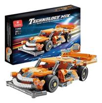 Blocos De Montar Carro Esportivo Pull Back Fricção Laranja