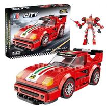 Blocos de Montar Carro Robô Fricção 2 em 1 Vermelho