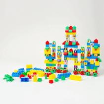 Blocos de Montar Castelinho Com Cartela de Adesivos Brinquedo Infantil 128 Pçs - Envio Imediato - GGBplast