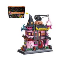Blocos De Montar Castelo Laboratório Mágico De Halloween Casa Assombrada Brinquedo Modelo Para