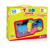 Blocos de Montar Coloridos Brinquedo Educativo Didático Infantil Tand Junior 32 Peças