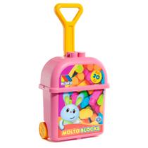 Blocos de Montar com Rodinhas Molto Blocks - Rosa - Cardoso Toys
