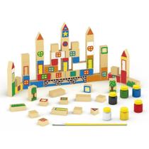 Blocos De Montar Construtor Colorir e Brincar 60 Peças - Junges 713