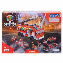 Blocos de Montar Cubic 12 Em 1 Caminhao de Bombeiro 558 Peças