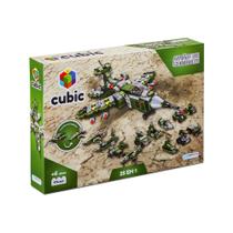 Blocos de Montar Cubic 25 em 1 Avião de Combate 576 Peças Multikids - BR1620