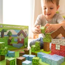 Blocos de montar cubo magnético 48 peças construção infantil
