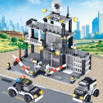Blocos De Montar Da Estação De Polícia Cinza, Kit De Modelo De Carro De Patrulha Da Cidade, Presente