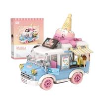 Blocos De Montar De Carro Miniatura De Desenho Animado Infantil, Decoração De Mesa, Conjunto De