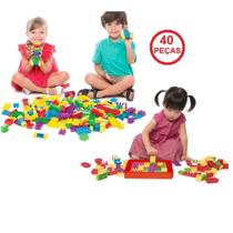 Blocos de Montar Didáticos Educativo Coloridos 40 Peças COM ADESIVOS