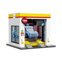 Blocos De Montar DIY Para Crianças Modelo MOC Estação De Combustível Da Cidade Lavagem De Carros