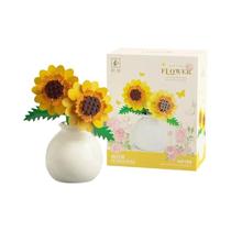 Blocos De Montar DIY Para Meninas: Mini Vaso De Flores (Rosa, Tulipa, Girassol, Peônia) Decoração