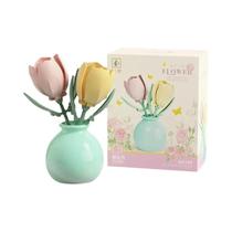 Blocos De Montar DIY Para Meninas: Mini Vaso De Flores (Rosa, Tulipa, Girassol, Peônia) Decoração Blocos De Montar DIY Para Meninas: Mini Vaso De Flores (Rosa, Tulipa, Girassol, Peônia) Decoração