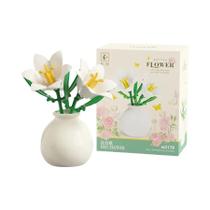 Blocos De Montar DIY Para Meninas: Mini Vaso De Flores (Rosa, Tulipa, Girassol, Peônia) Decoração