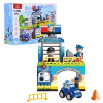 Blocos De Montar Duplo Educativo Polícia 63 Peças - Castela